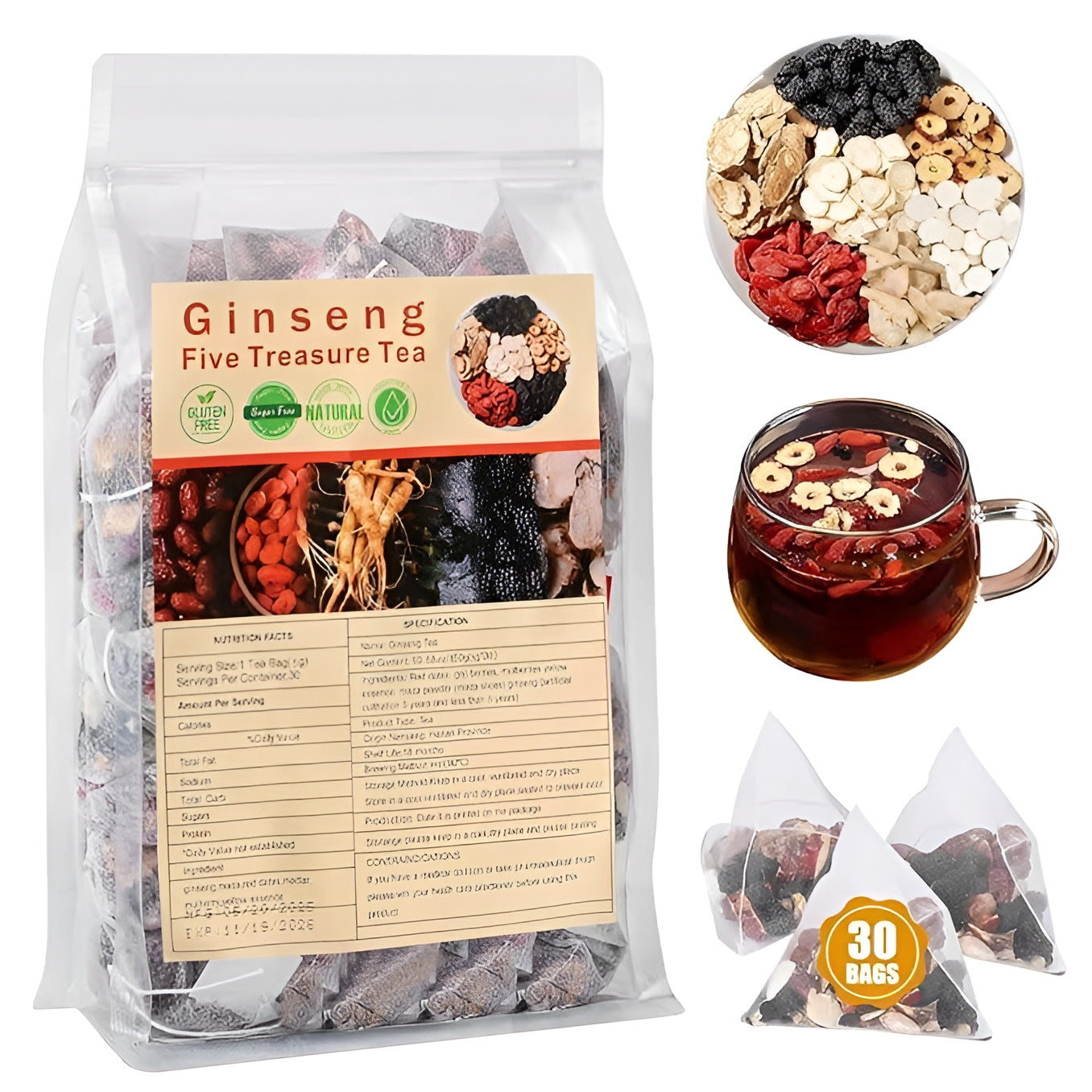 Ginseng Five Treasure Tea 🌿 شاي الجينسنغ بخمس كنوز 🍵✨
